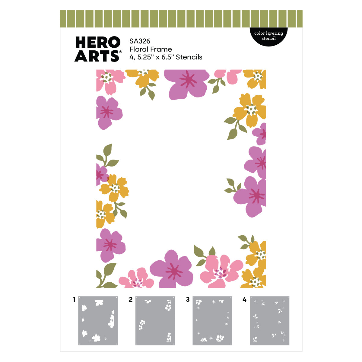 Hero Arts Floral Frame Layering Stencil Set