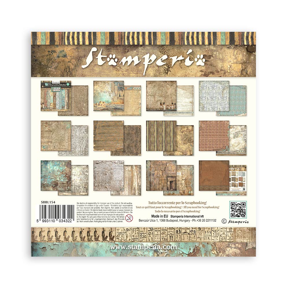 Stamperia Scrapbooking Pad 10 sheets cm 30,5x30,5 (12"x12") Maxi Background selection - Land of Pharaohs SBBL154
