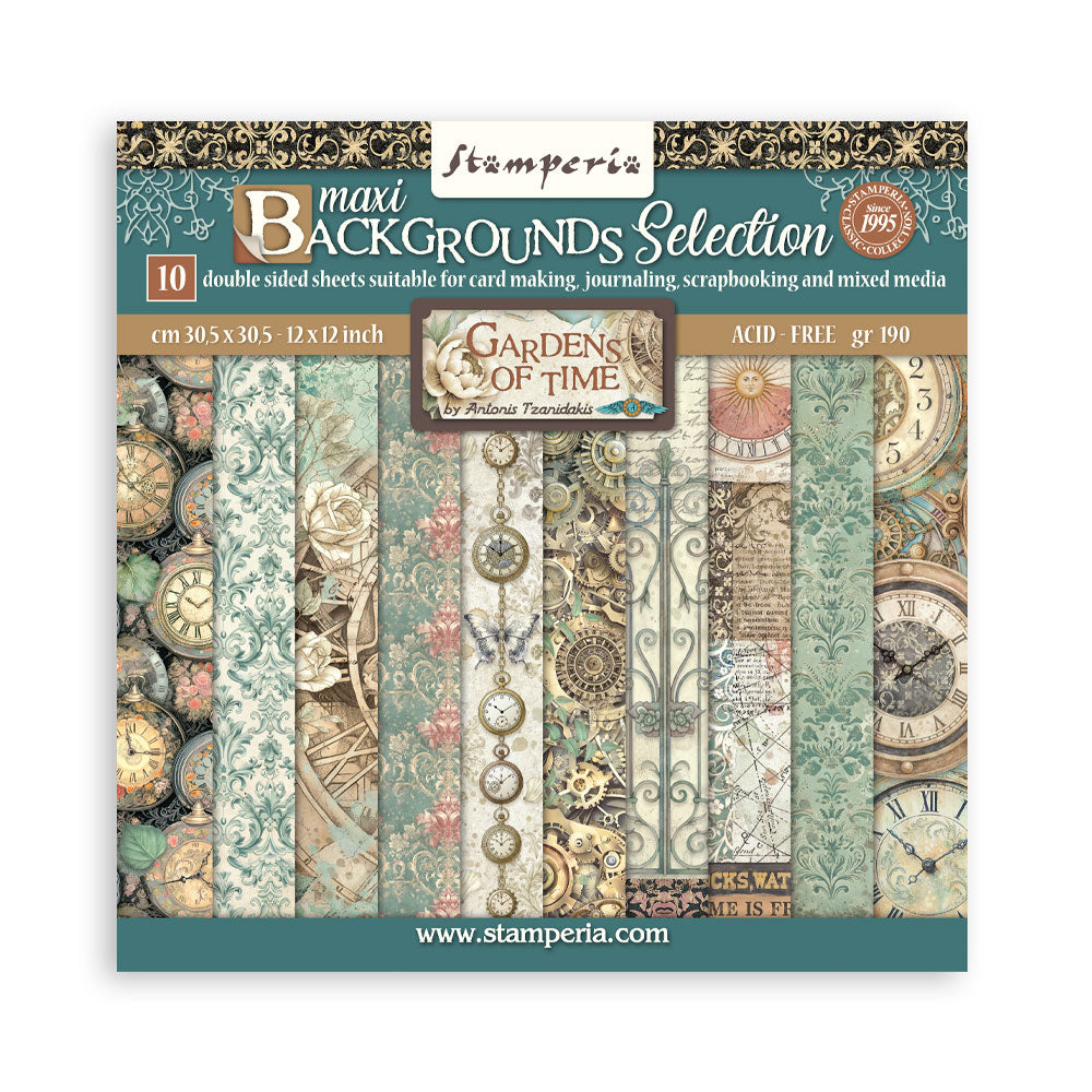 Stamperia Gardens of Time 12x12 Maxi Background (SBBL186)