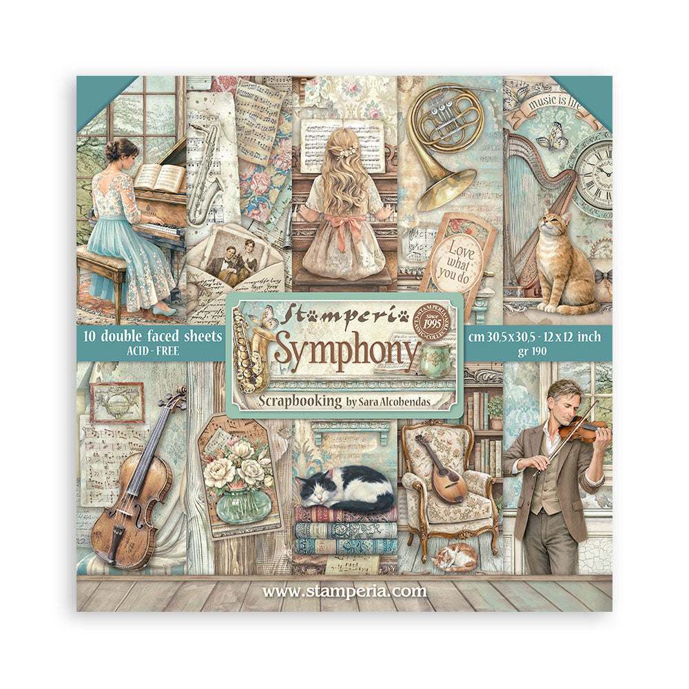 Stamperia Symphony 12x12 Inch Paper Pack by Sara Alcobendas (SBBL188)