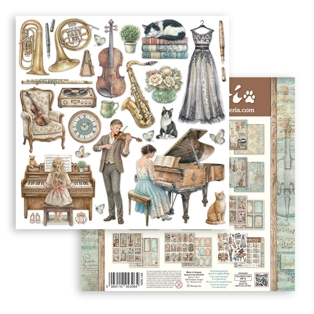 Stamperia Symphony 12x12 Inch Paper Pack by Sara Alcobendas (SBBL188)
