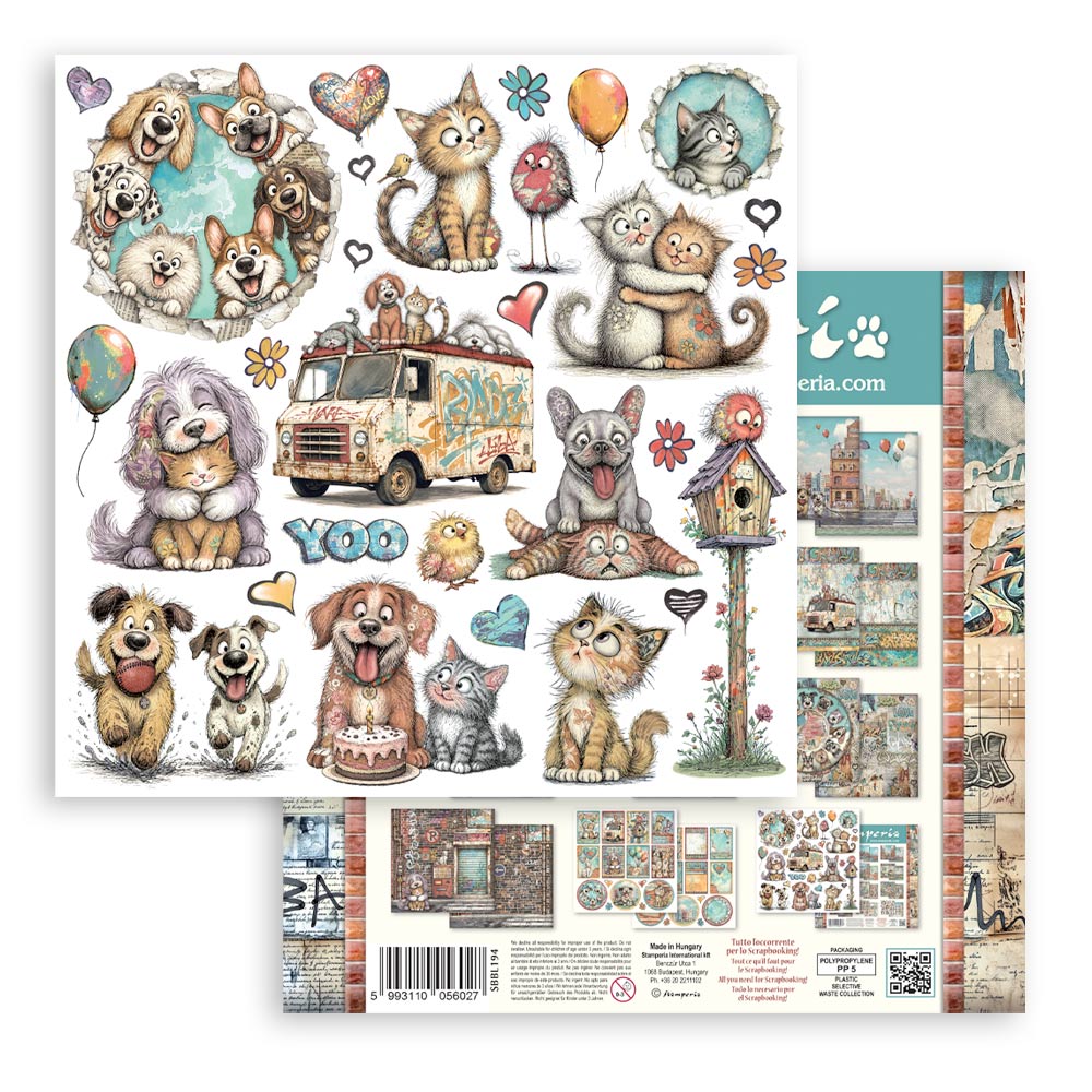 Stamperia Furry Friends 2 12x12 Inch Paper Pack by Antonis Tzanidakis - SBBL194