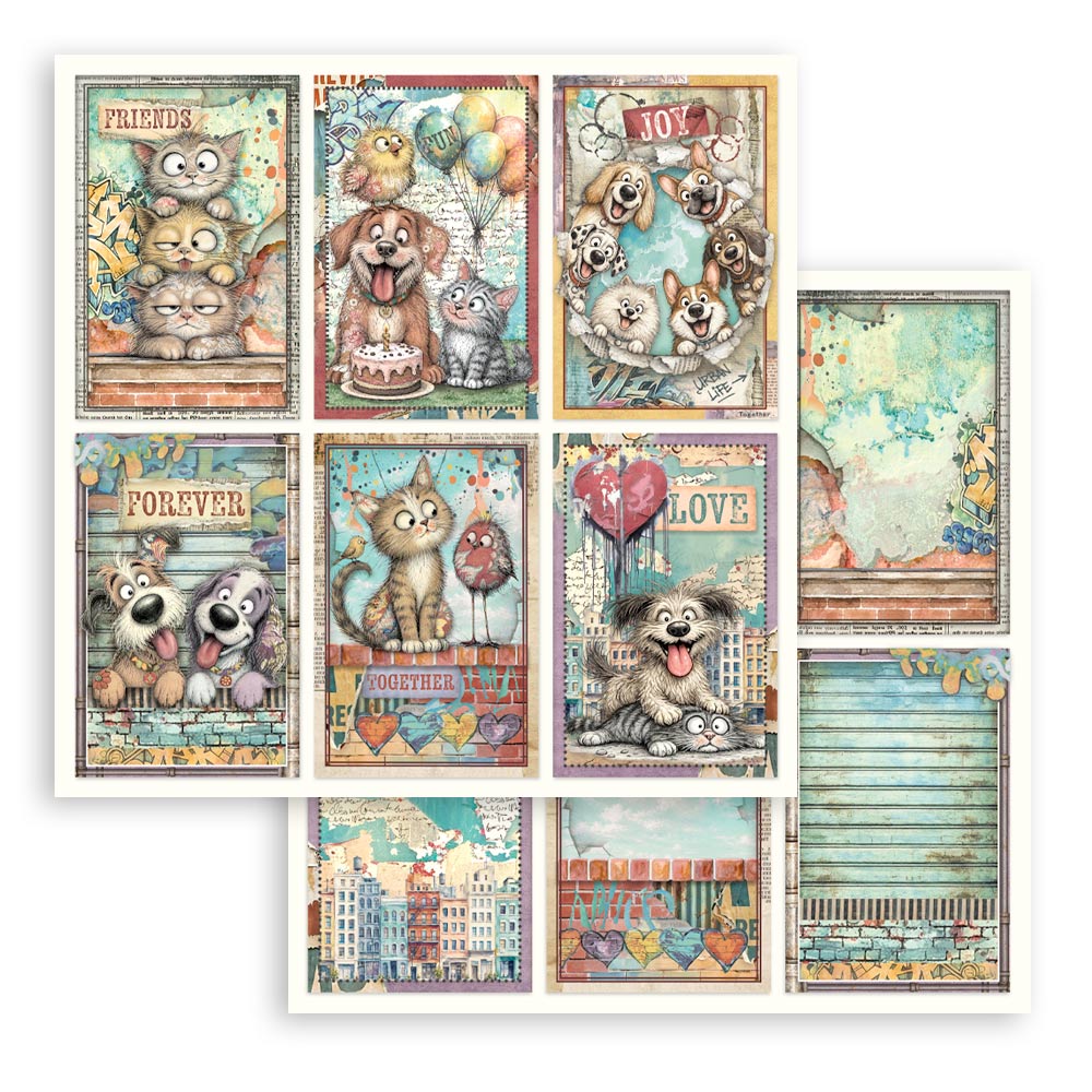 Stamperia Furry Friends 2 12x12 Inch Paper Pack by Antonis Tzanidakis - SBBL194