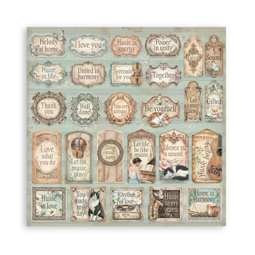 Stamperia Symphony 8x8 Inch Paper Pack by Sara Alcobendas (SBBS144)