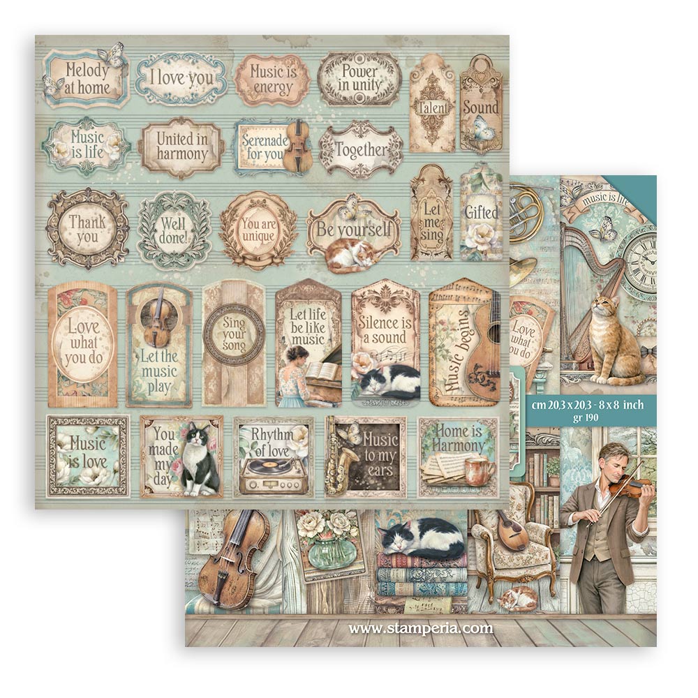 Stamperia Symphony 8x8 Inch Paper Pack by Sara Alcobendas (SBBS144)