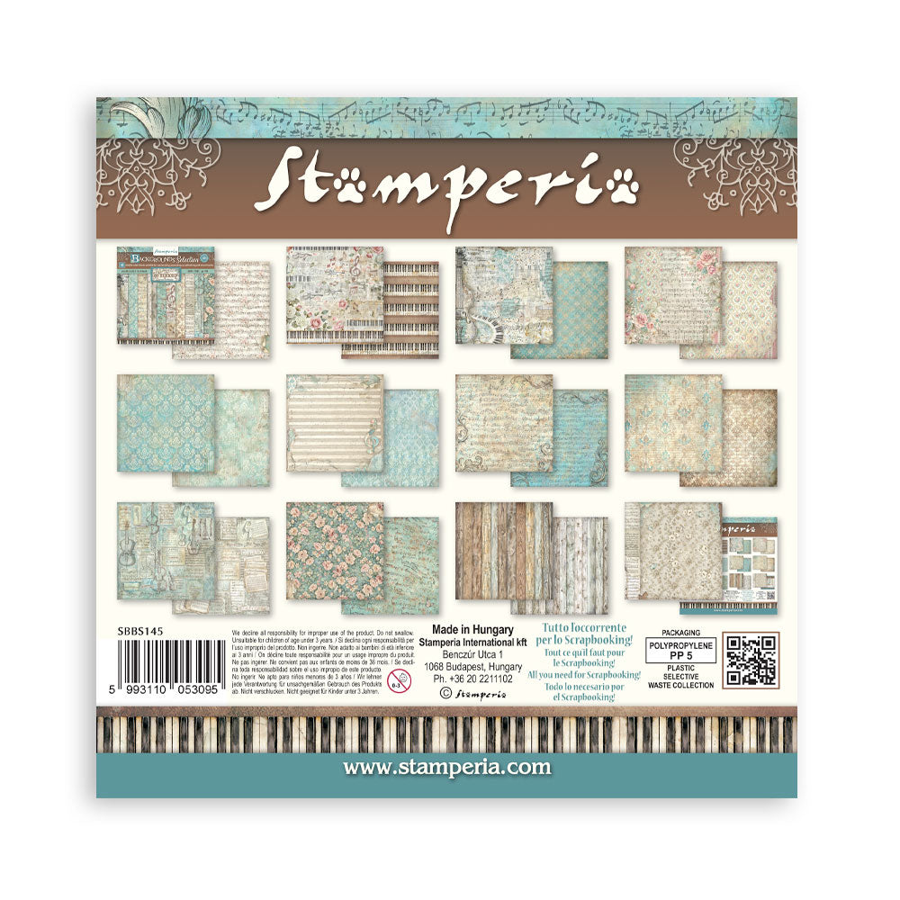 Stamperia Symphony 8x8 Inch Paper Pack Maxi Background Selection by Sara Alcobendas (SBBS145)