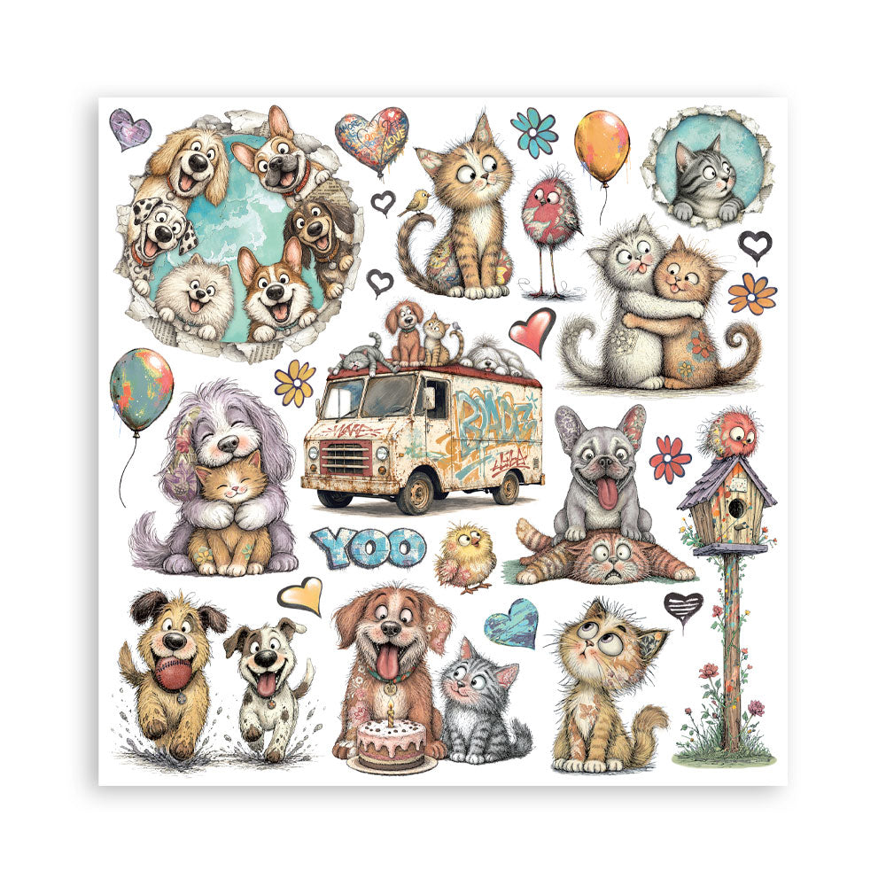Stamperia Furry Friends 2 8x8 Inch Paper Pack by Antonis Tzanidakis - SBBS150