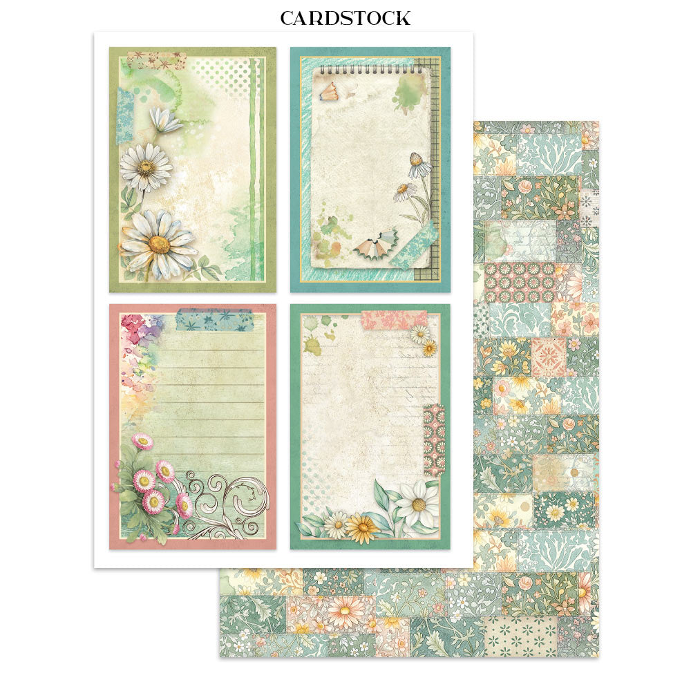 Stamperia Daisy Art Junk Journal Stickers, Backgrounds, Cut-Outs (SBJK14)