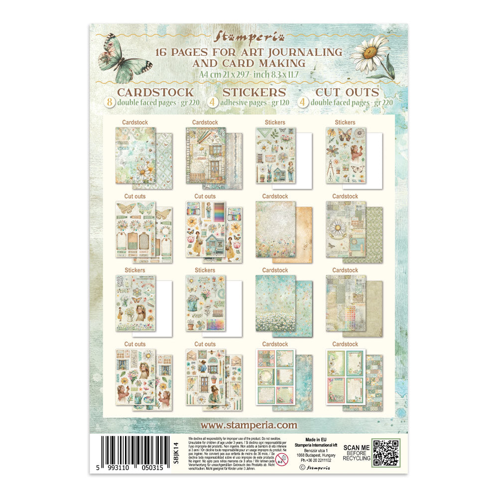 Stamperia Daisy Art Junk Journal Stickers, Backgrounds, Cut-Outs (SBJK14)
