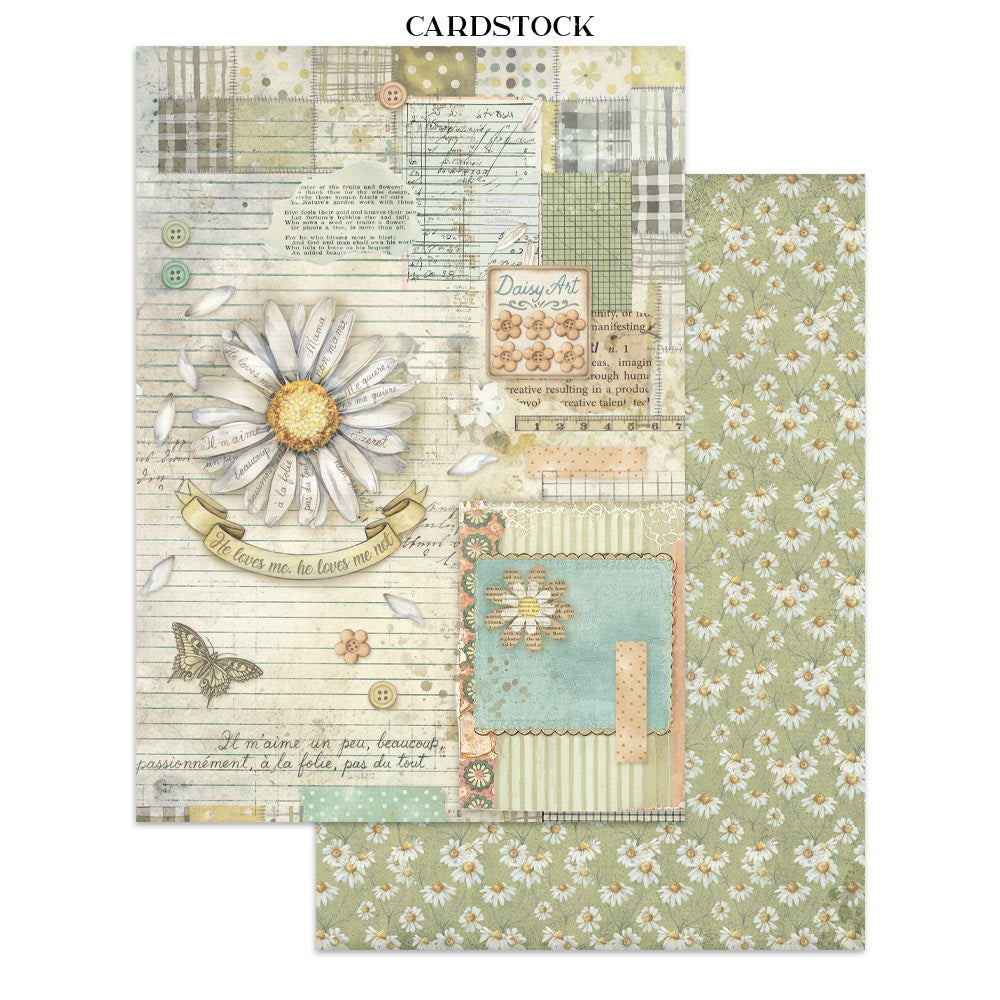 Stamperia Daisy Art Junk Journal Stickers, Backgrounds, Cut-Outs (SBJK14)