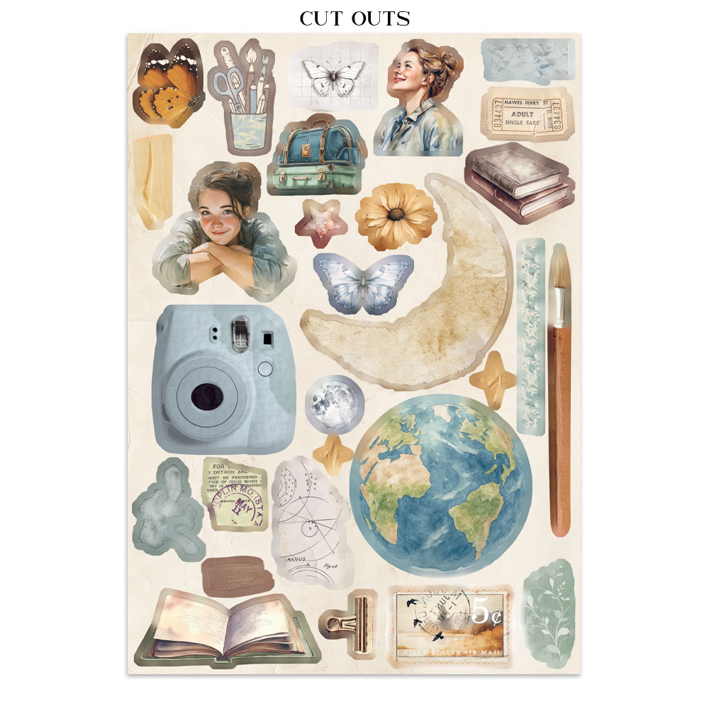Stamperia Secret Diary Junk Journal Stickers, Backgrounds, Cut-Outs (SBJK15)