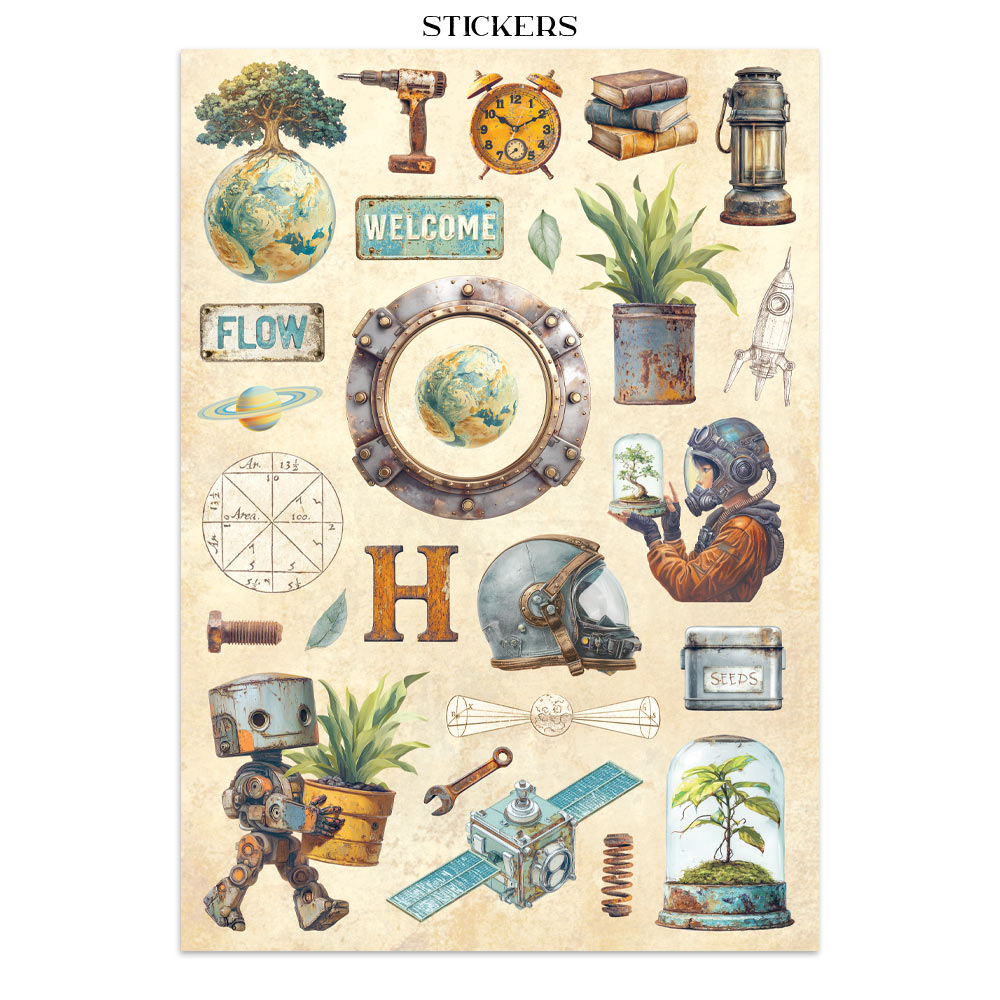 Stamperia A New Beginning Junk Journal Stickers Backgrounds Cut-Outs (SBJK16)