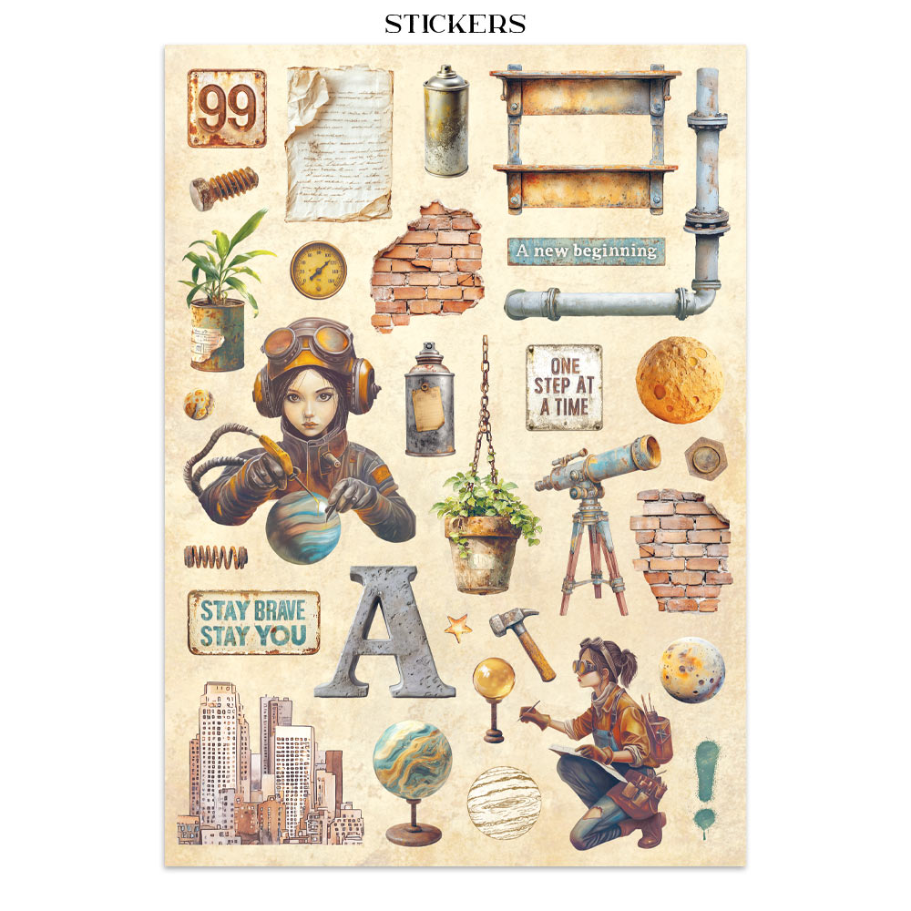 Stamperia A New Beginning Junk Journal Stickers Backgrounds Cut-Outs (SBJK16)