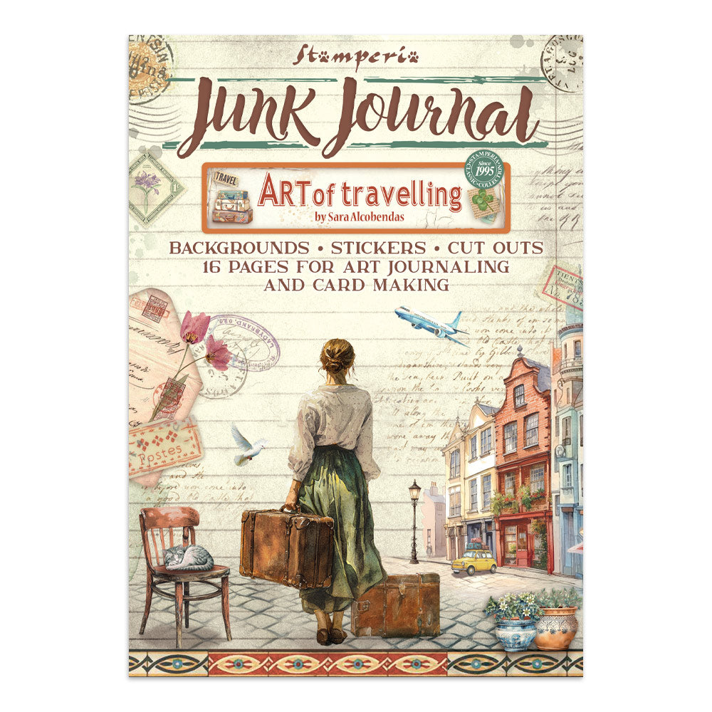 Stamperia Art of Travelling Junk Journal Stickers Backgrounds Cut-Outs (SBJK18)