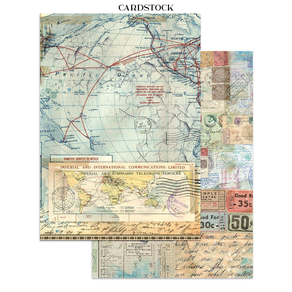 Stamperia Art of Travelling Junk Journal Stickers Backgrounds Cut-Outs (SBJK18)