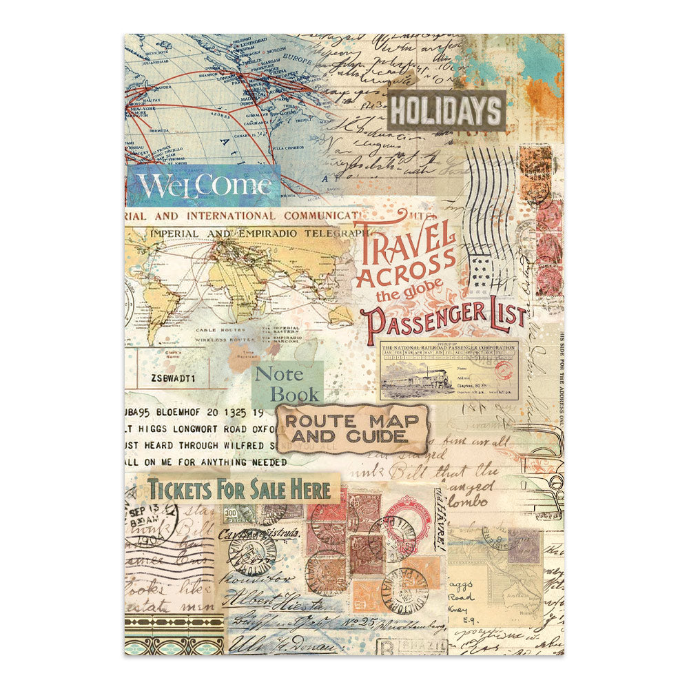 Stamperia Art of Travelling Junk Journal Stickers Backgrounds Cut-Outs (SBJK18)