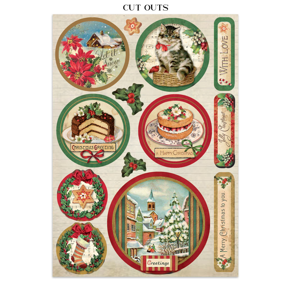 Stamperia Classic Christmas Junk Journal Stickers, Backgrounds and Cut-Outs - SBJK23