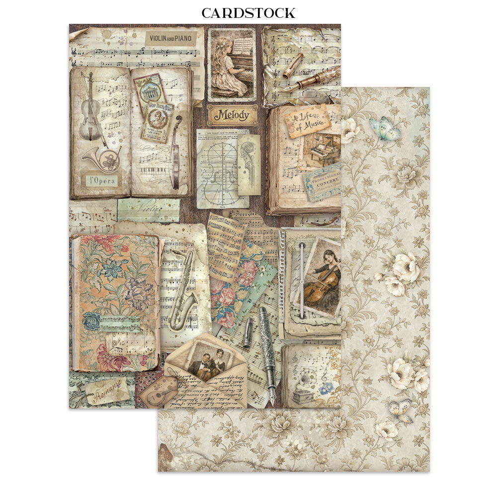 Stamperia Symphony Junk Journal Stickers, Backgrounds, Cut-Outs by Sara Alcobendas (SBJK24)