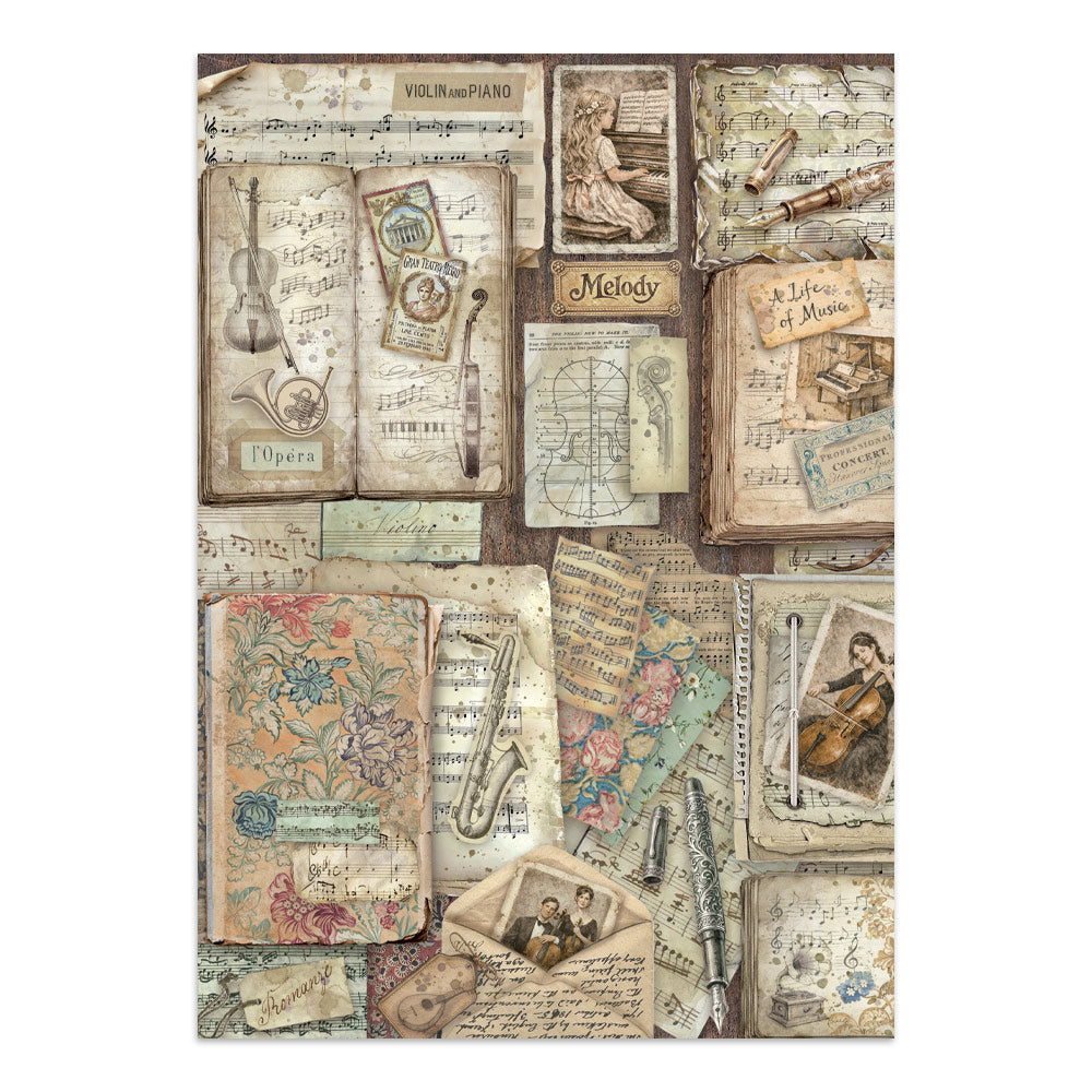 Stamperia Symphony Junk Journal Stickers, Backgrounds, Cut-Outs by Sara Alcobendas (SBJK24)