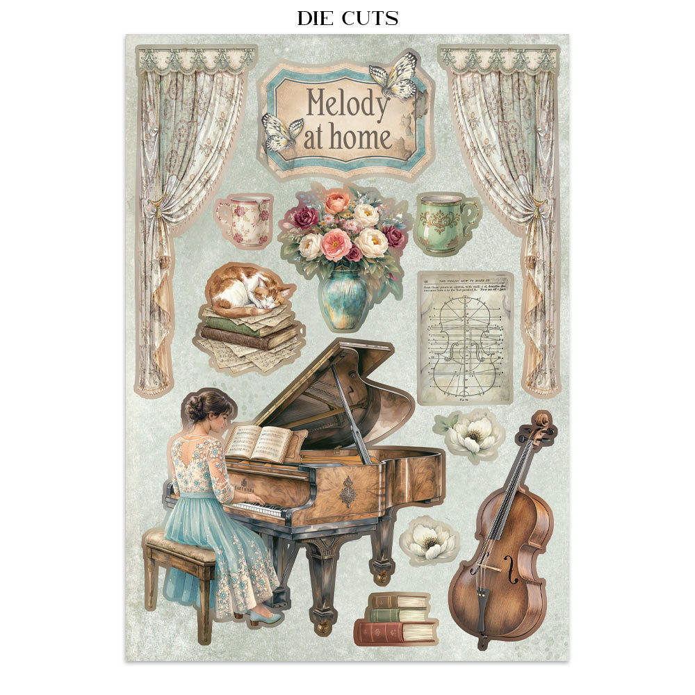 Stamperia Symphony Junk Journal Stickers, Backgrounds, Cut-Outs by Sara Alcobendas (SBJK24)
