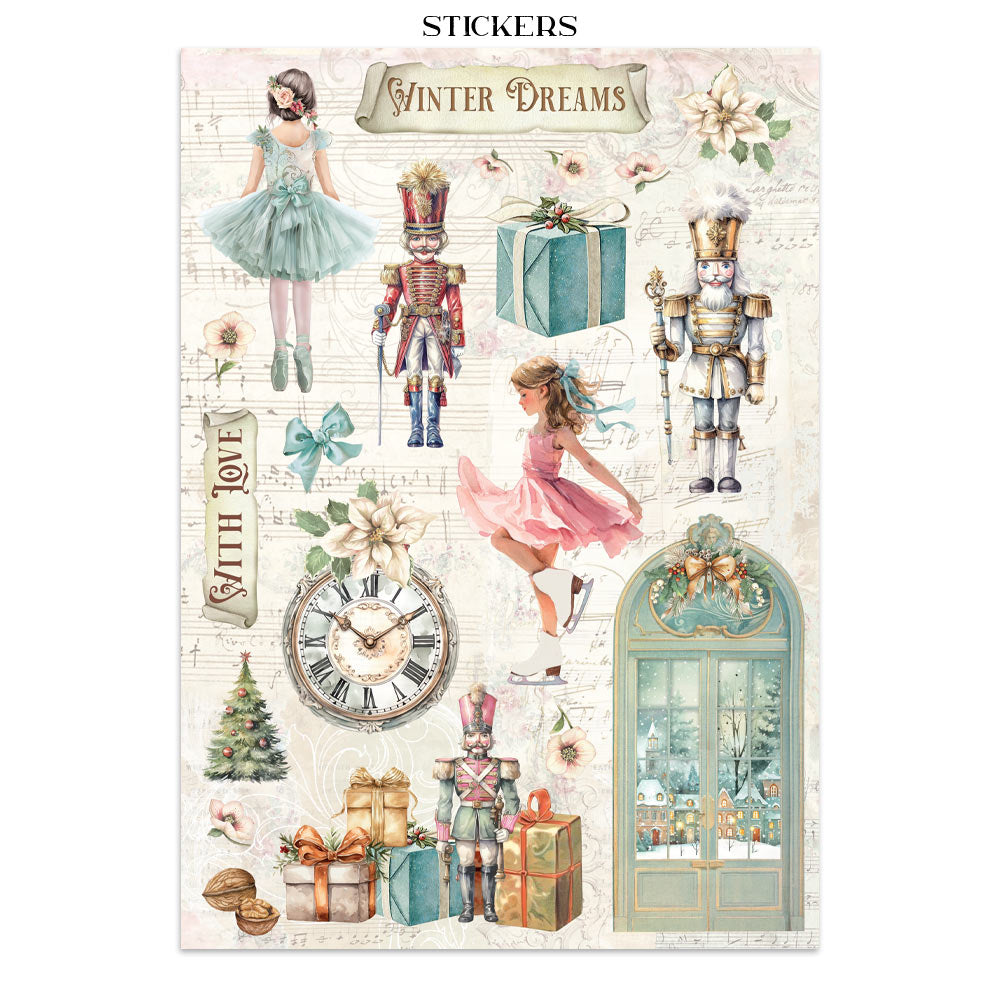 Stamperia Winter Magic Junk Journal Stickers, Backgrounds and Cut-Outs - SBJK25