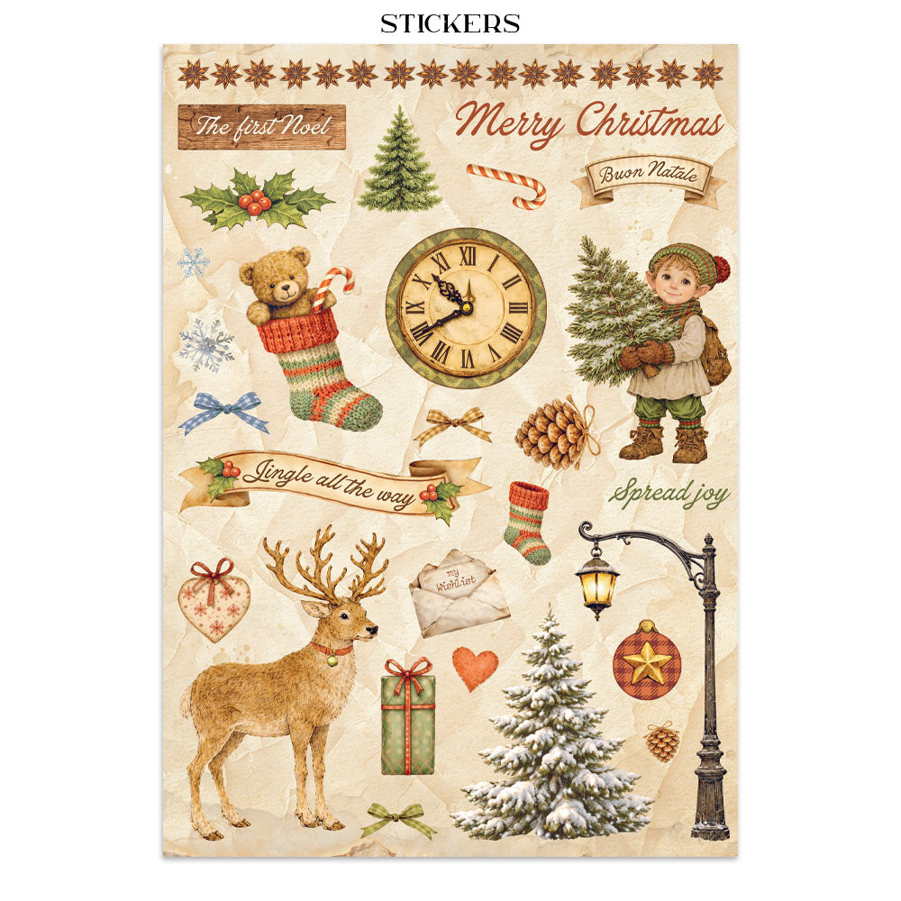 Stamperia Silent Night Junk Journal Stickers, Backgrounds and Cut-Outs - SBJK27