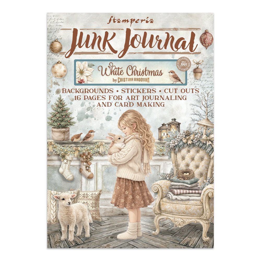 Stamperia White Christmas Junk Journal Stickers, Backgrounds and Cut-Outs by Cristina Radovan - SBJK28