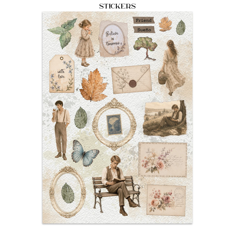 Stamperia Flowers and Poems Junk Journal Stickers, Backgrounds, Cut-Outs - SBJK31