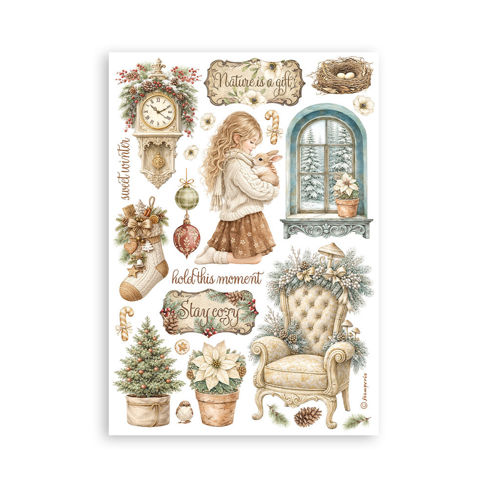 Stamperia White Christmas A5 Washi Pad, 8 Pieces by Cristina Radovan - SBW36