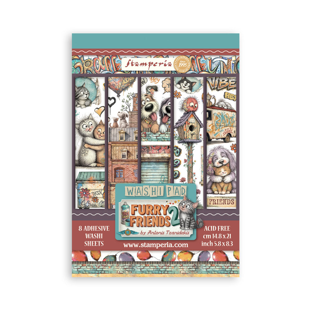 Stamperia Furry Friends 2 Washi Pad A5 (8 Sheets) - SBW39