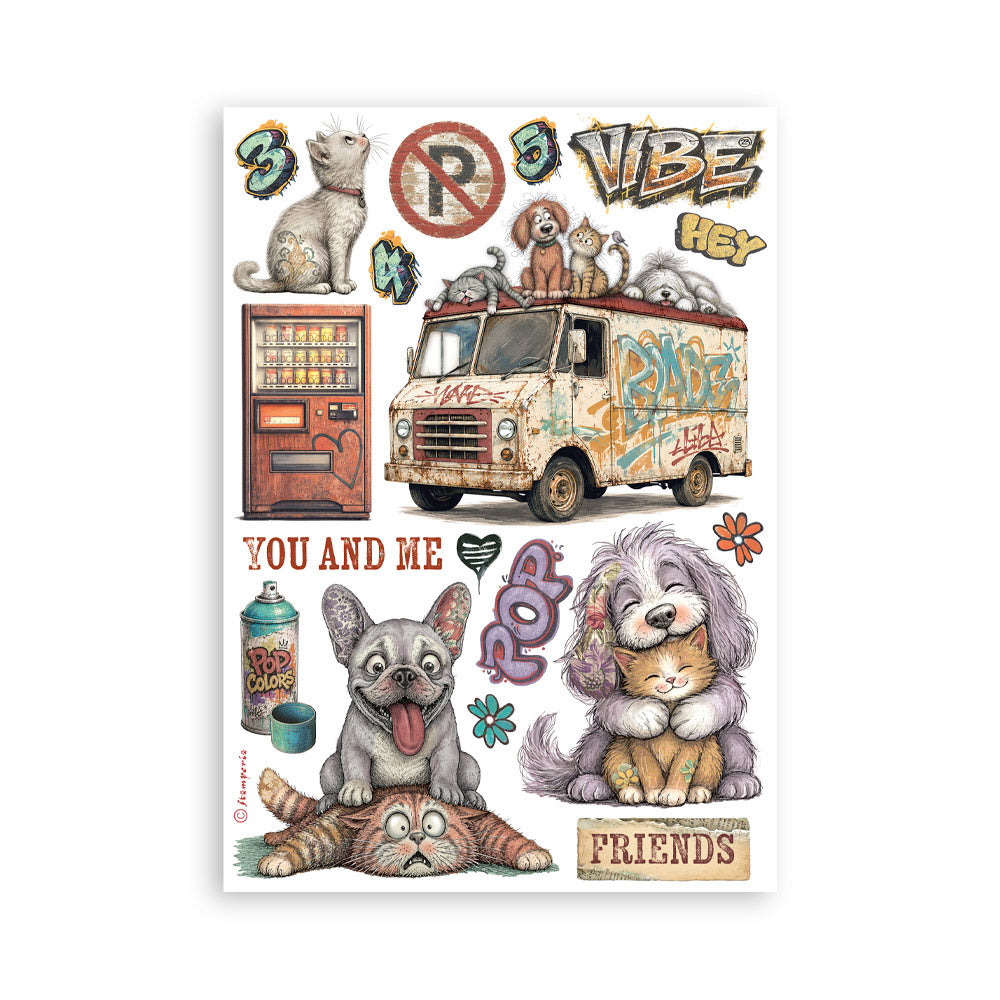 Stamperia Furry Friends 2 Washi Pad A5 (8 Sheets) - SBW39