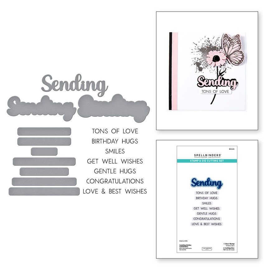 Spellbinders Sending Smiles Sentiments Clear Stamp & Die Set (Lisa Horton)