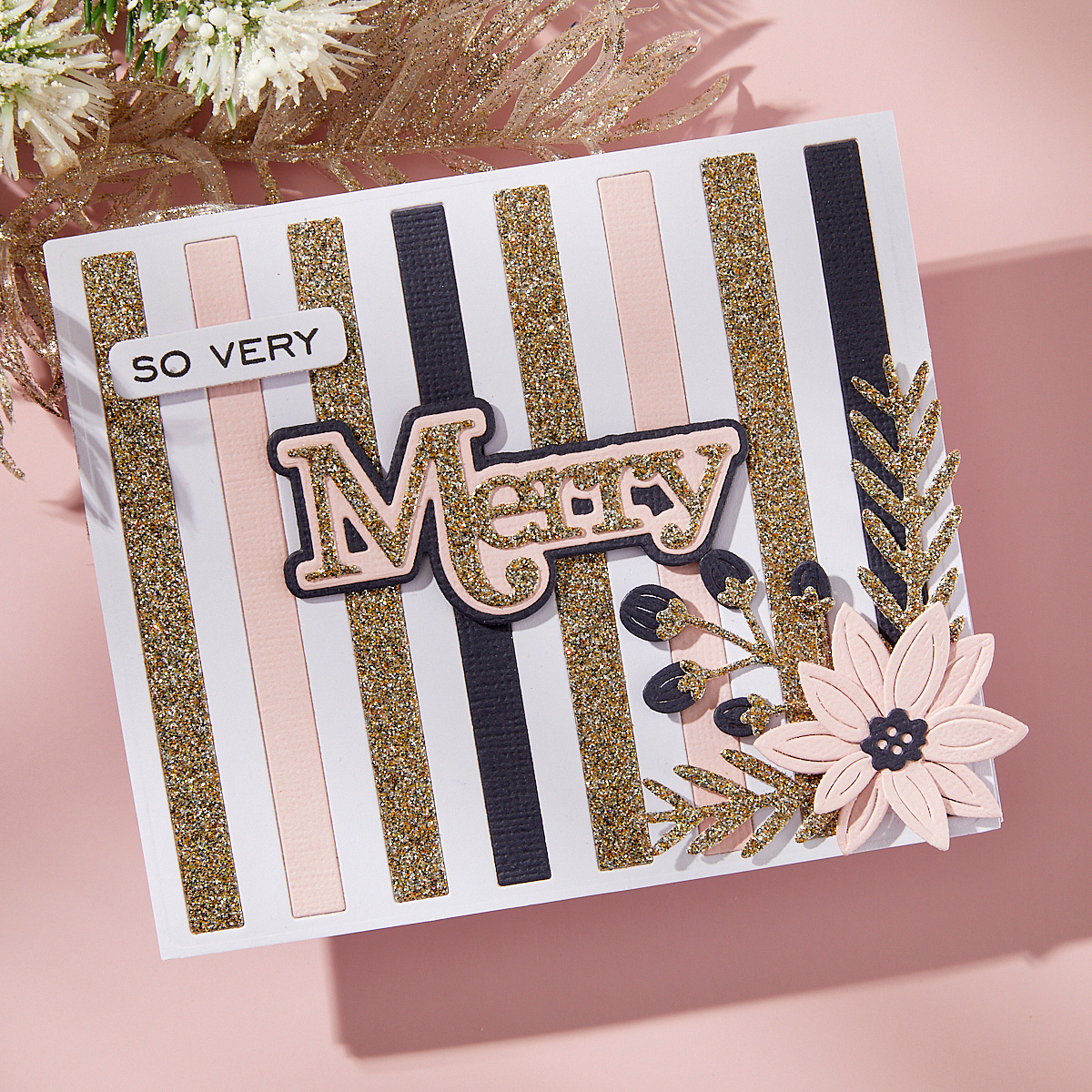 Spellbinders Merry Sentiments Clear Stamp & Die Set from the All About Christmas Collection by Lisa Horton