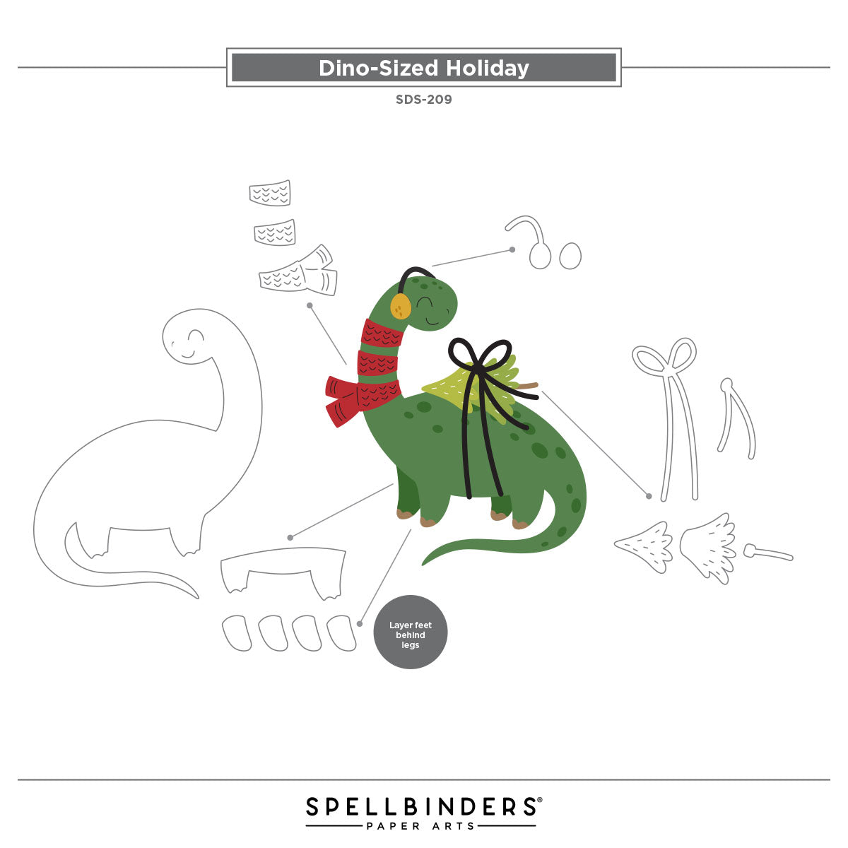 Spellbinders Independent Exclusive - Dino-Sized Holiday Clear Stamp & Die Set