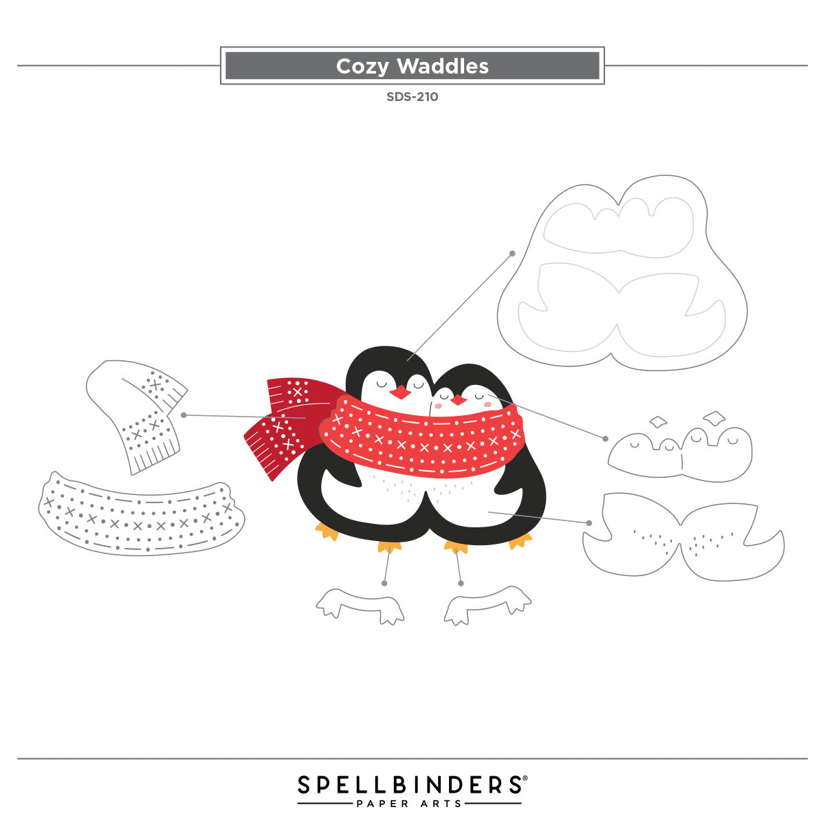 Spellbinders Cozy Waddles Clear Stamp & Die Set from the Merry Mischief Collection