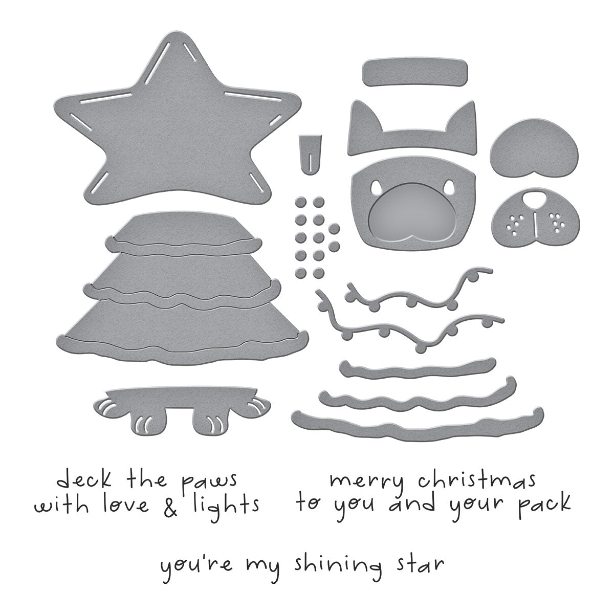 Spellbinders Deck the Paws Clear Stamp & Die Set from the Merry Mischief Collection