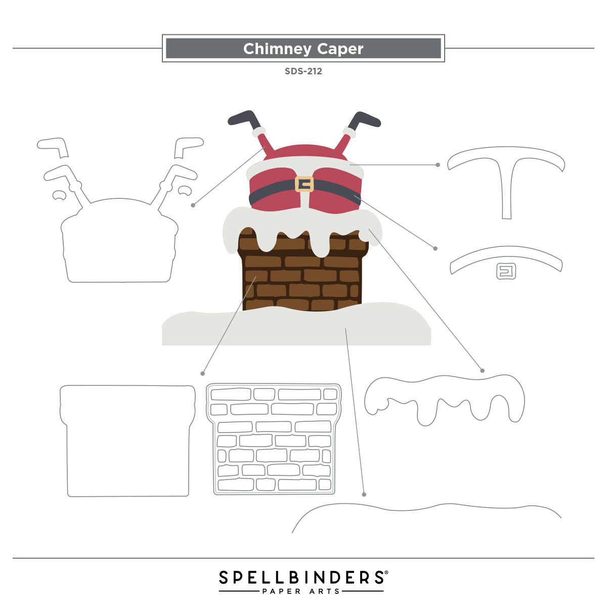 Spellbinders Chimney Caper Clear Stamp & Die Set from the Merry Mischief Collection
