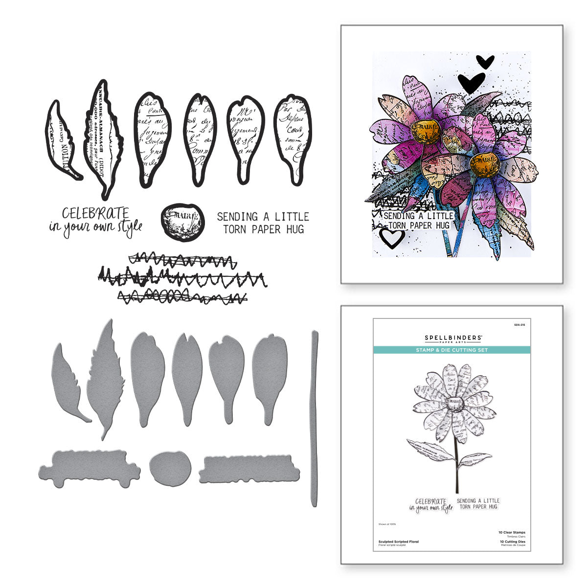 Spellbinders Sculpted Scripted Floral Clear Stamp & Die Set from the Beautifully Imperfect Collection