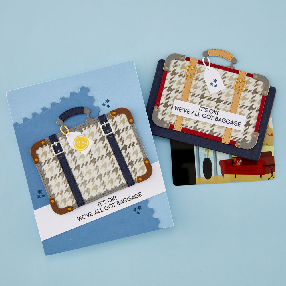 Spellbinders Retro Suitcase and Sentiments Stamp & Die Set by Sheri Ballantyne