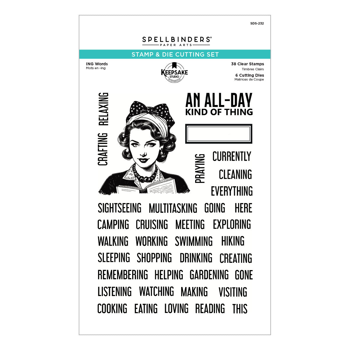 Spellbinders ING Words Stamp & Die Set by Esther Glas - SDS-232