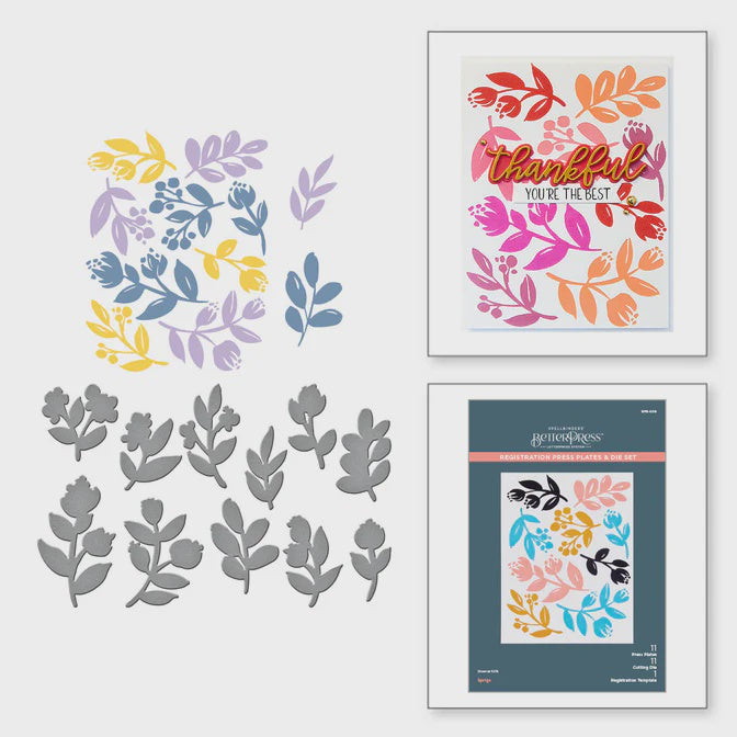 Spellbinders Sprigs Registration Press Plate & Die Set from the Cheers to You Collection