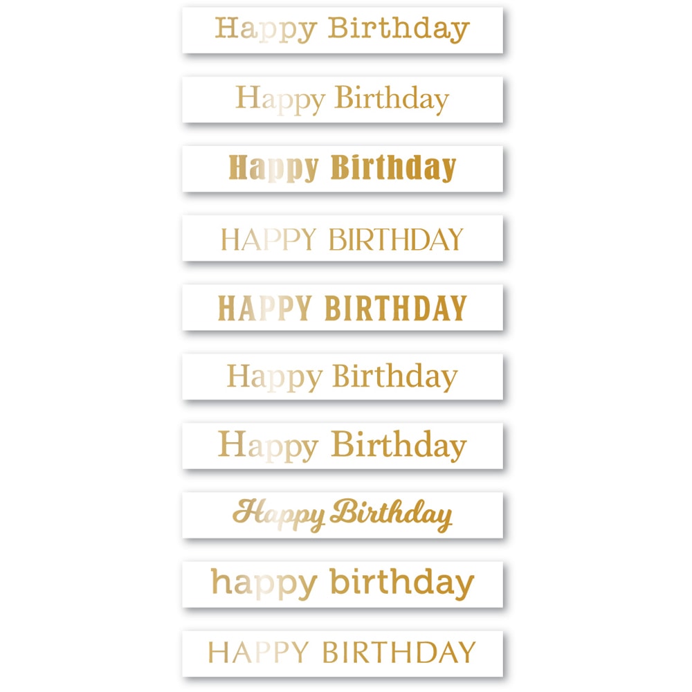 Memory Box ST024 Happy Birthday Foil Greetings White Tabs