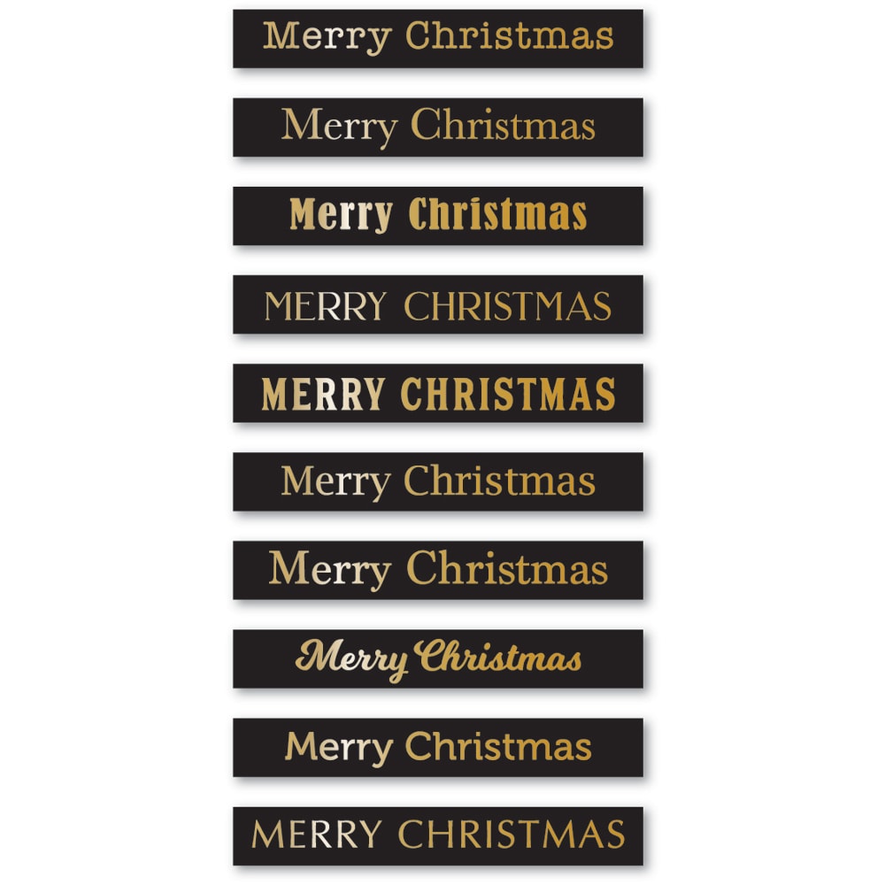 Memory Box ST027 Merry Christmas Foil Greetings Black Tabs