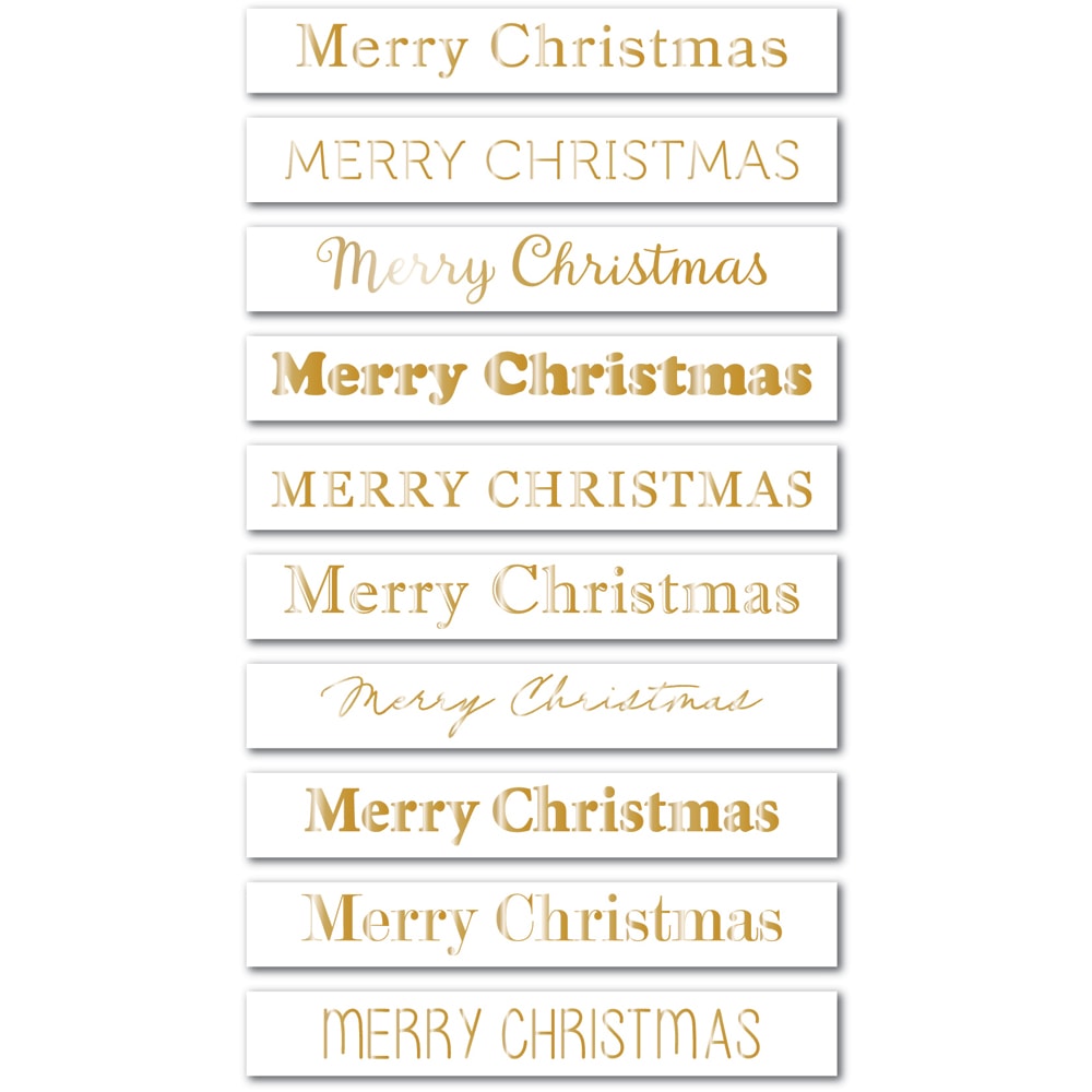Memory Box ST034 Merry Christmas Foil Greetings Large White Tabs