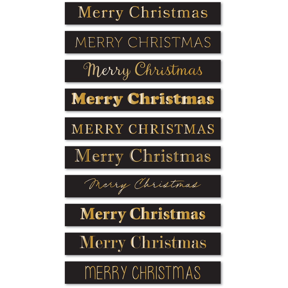 Memory Box ST035 Merry Christmas Foil Greetings Large Black Tabs