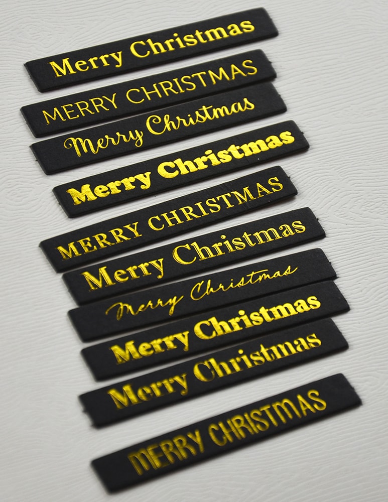 Memory Box ST035 Merry Christmas Foil Greetings Large Black Tabs