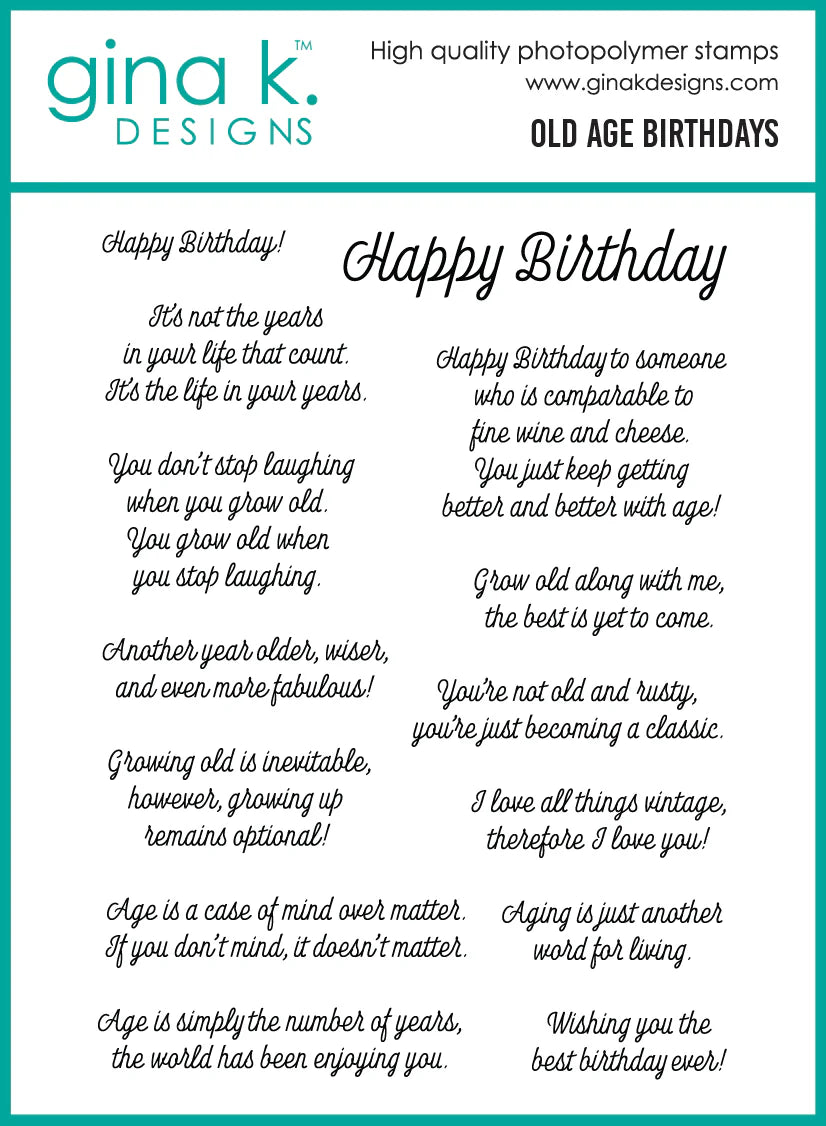Gina K Designs STAMPS – Old Age Birthday