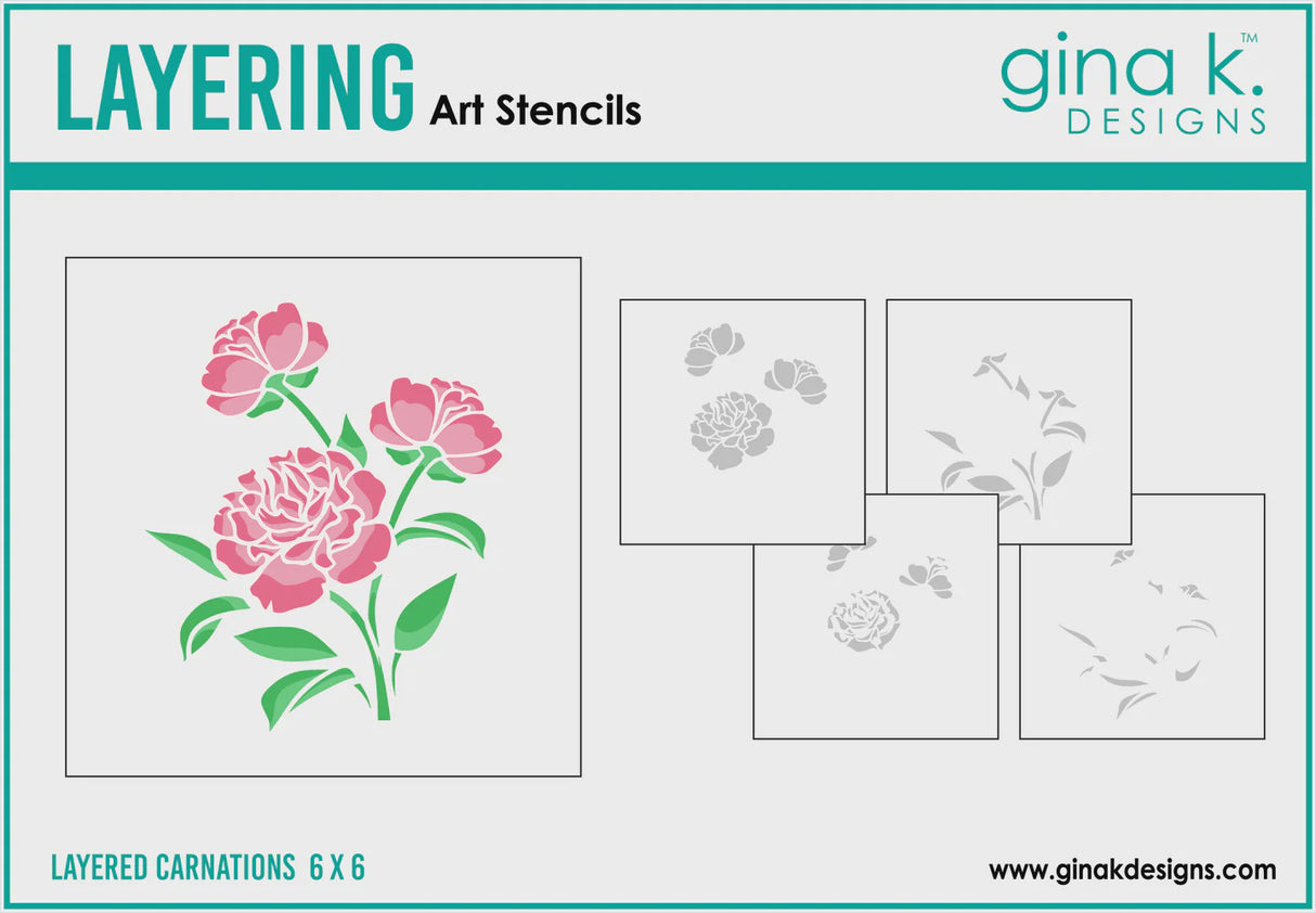 Gina K Designs STENCIL- Layered Carnations