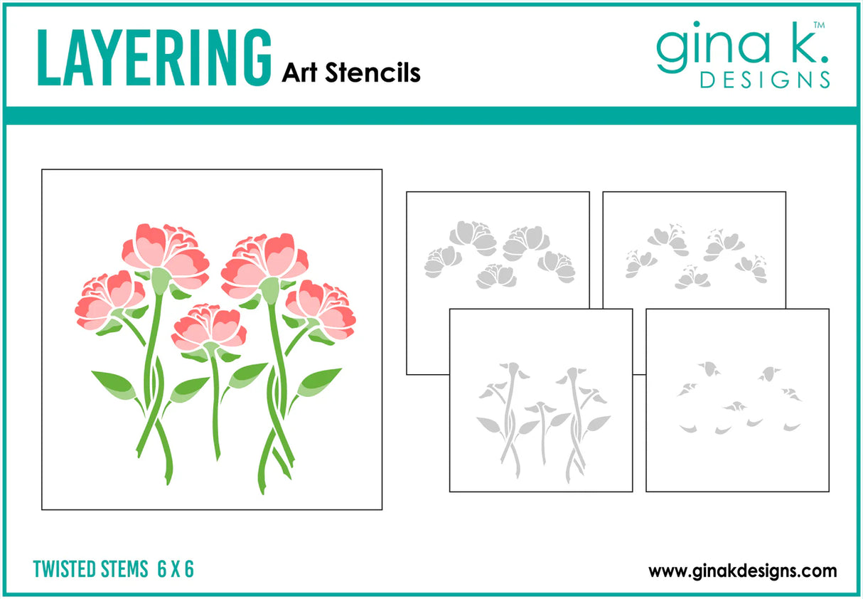 Gina K Designs STENCIL- Twisted Stems