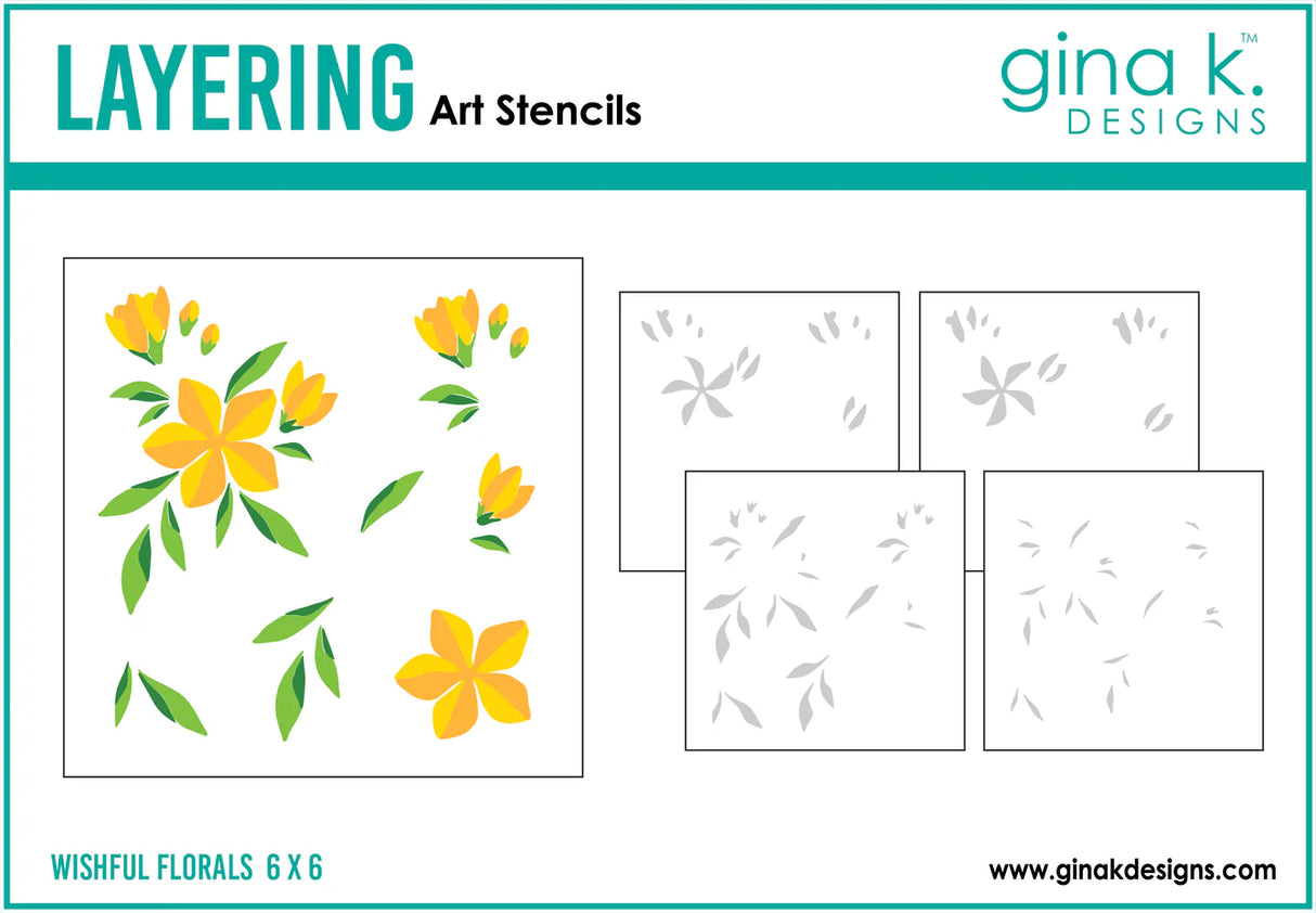 Gina K Designs STENCIL- Wishful Florals Layering Stencil